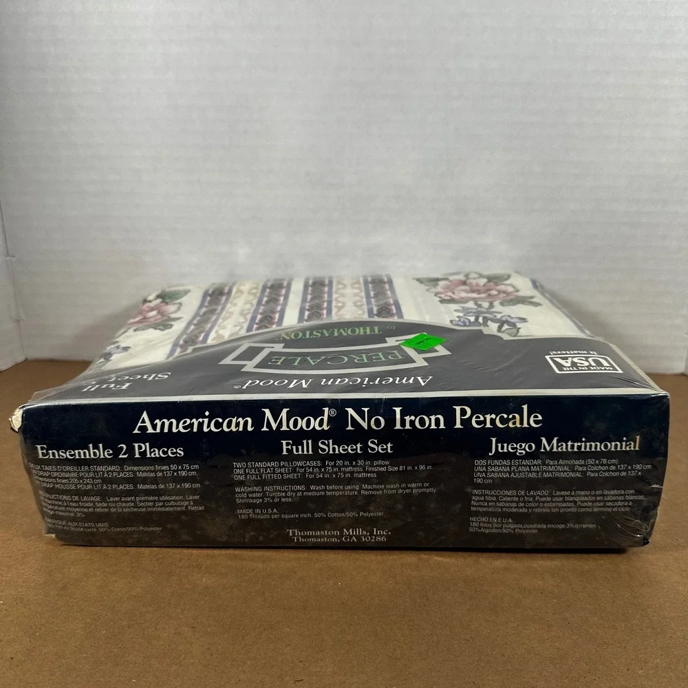 Thomaston American Mood Full Sheet Set Joanne Floral Ivory New Vintage USA